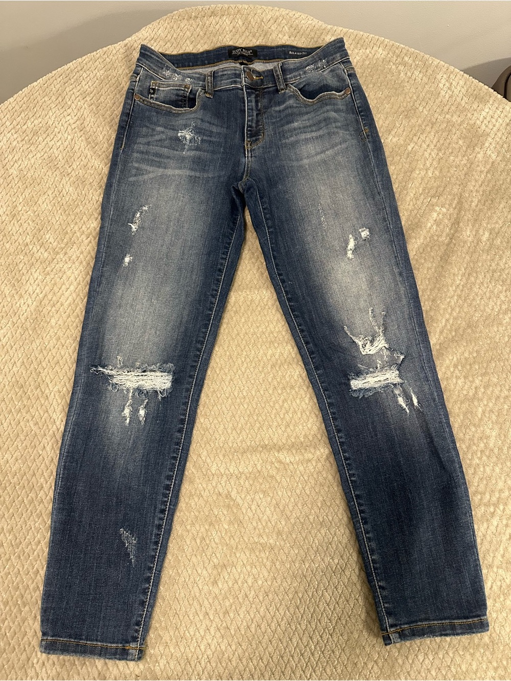 Judy Blue Distressed Dark Blue Skinny Jeans